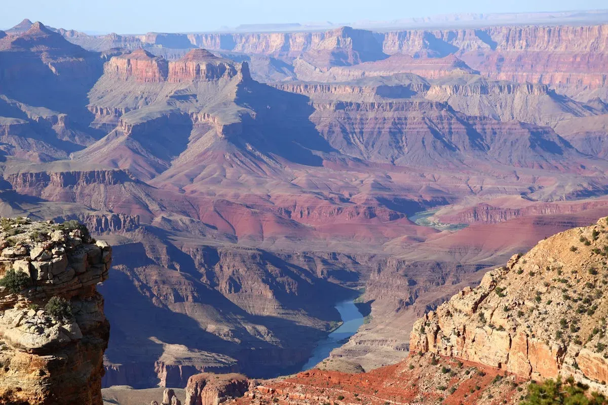Panoramic view of Grand Canyon Arizona with colorful rock layers
