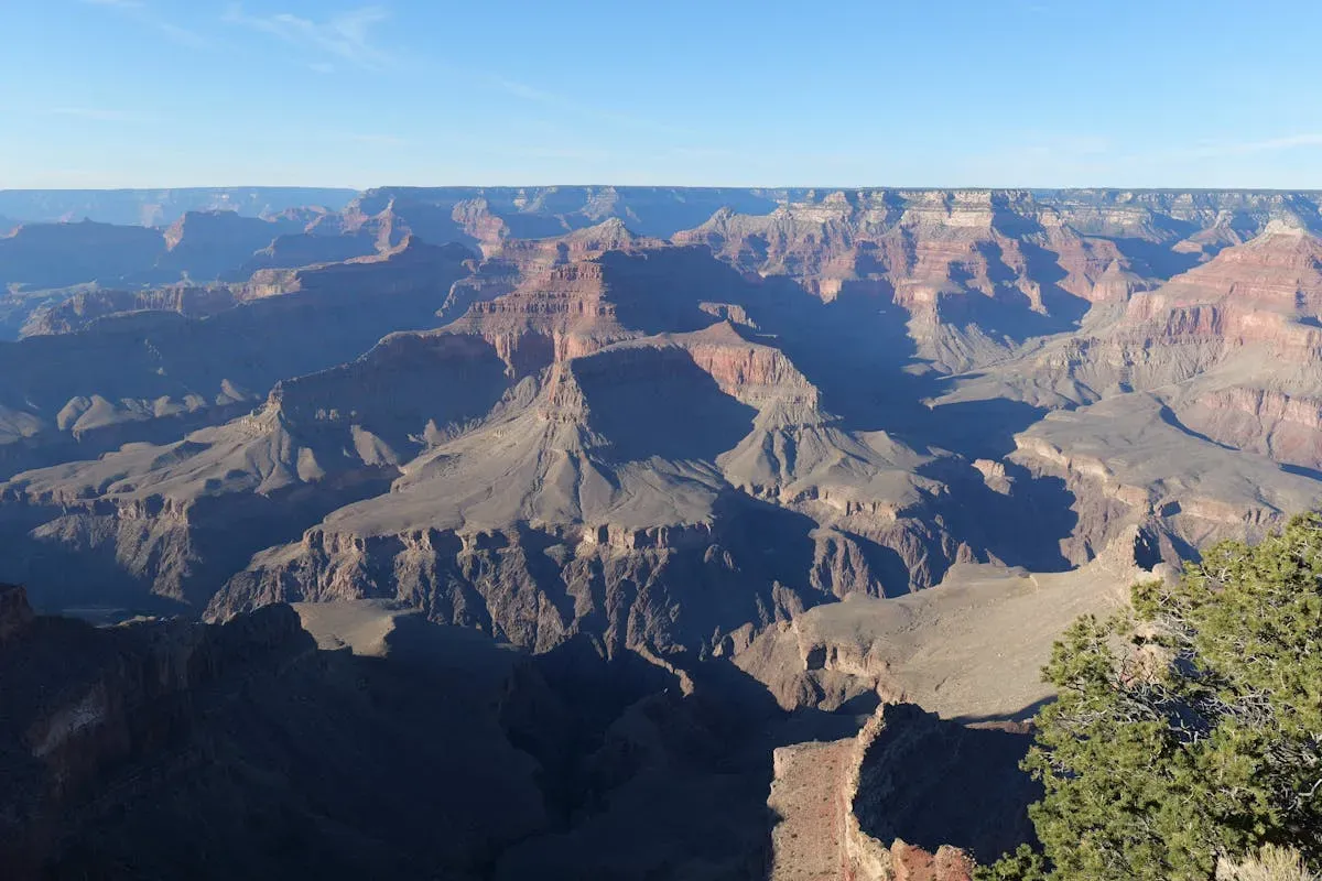 Aerial view of Grand Canyon Arizona showing vast geological formations