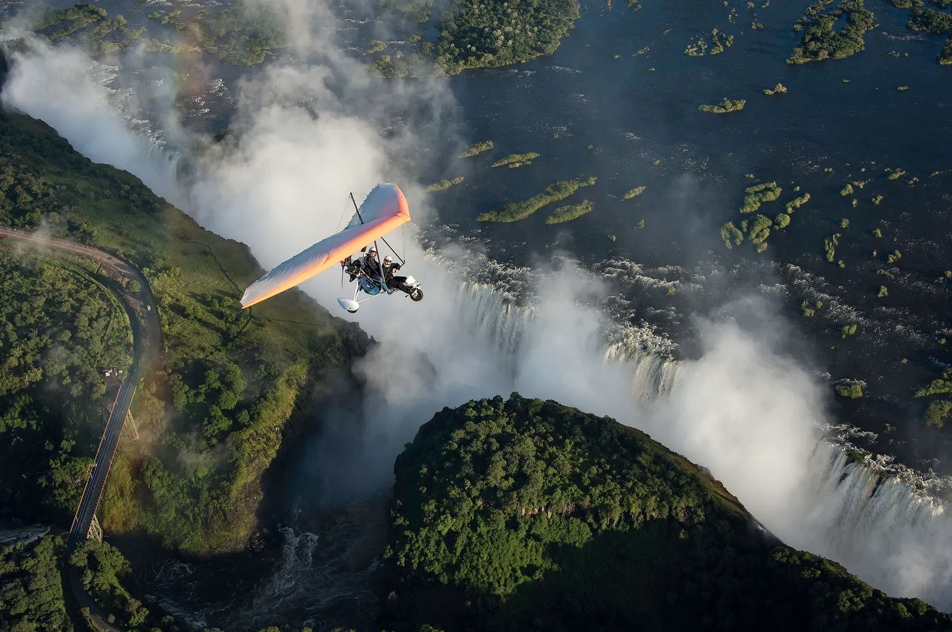 Microlight flight over Victoria Falls Zimbabwe
