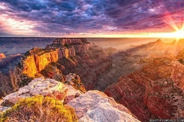 North Rim of Grand Canyon Arizona at sunset