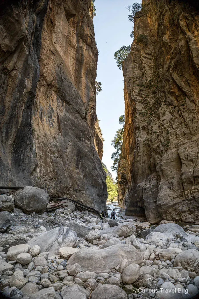 The famous Iron Gates passage where cliffs narrow to just 3 meters apart