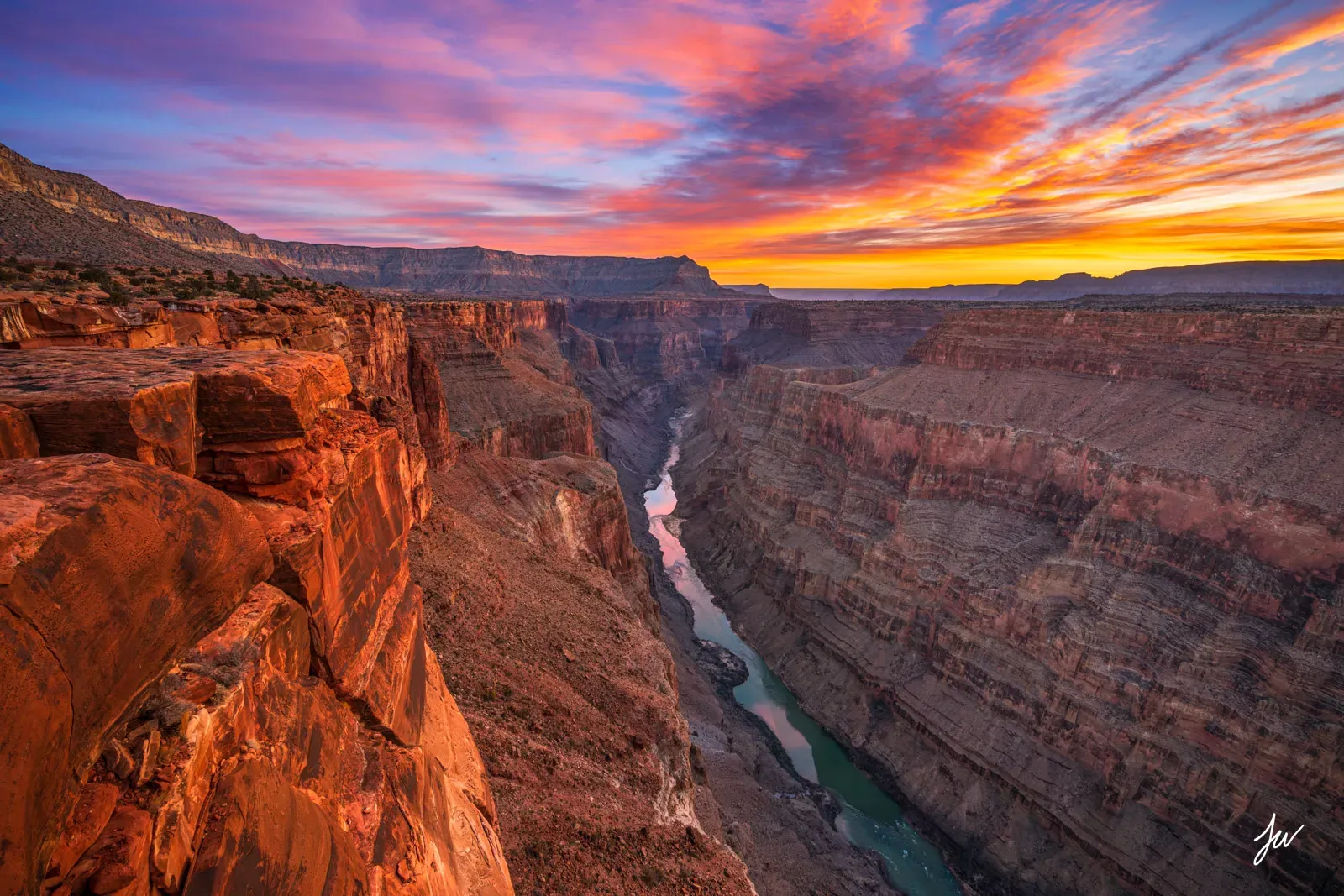 Sunrise over Toroweap Point at Grand Canyon Arizona