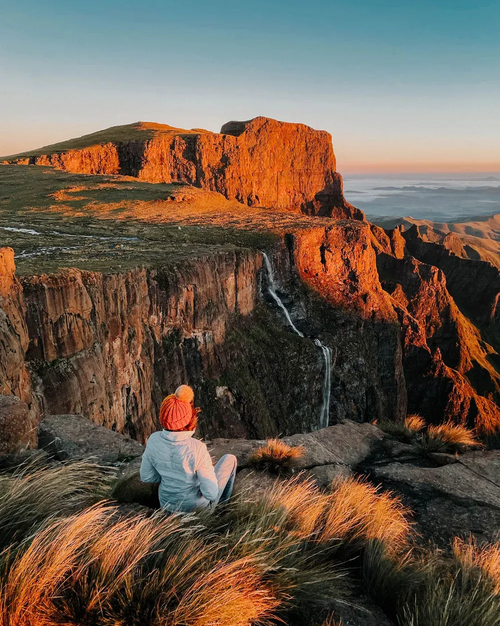 Person gazing at Tugela Falls