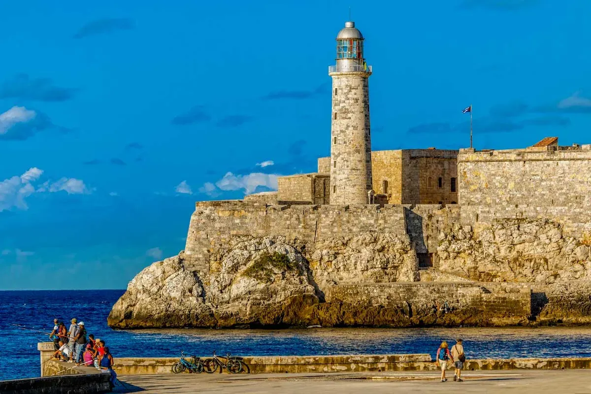 Castillo del Morro fortress with lighthouse viewed from the Malecon promenade