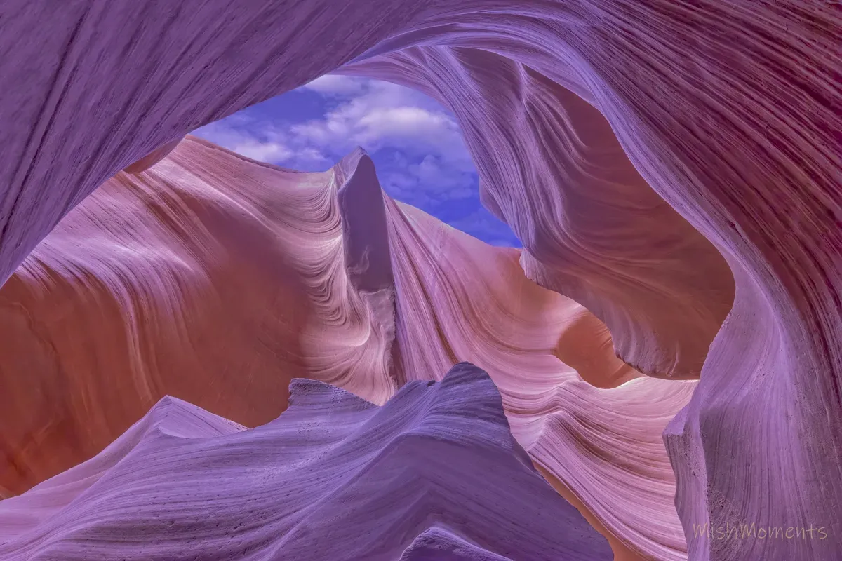 Inside Lower Antelope Canyon Page Arizona with smooth flowing sandstone walls