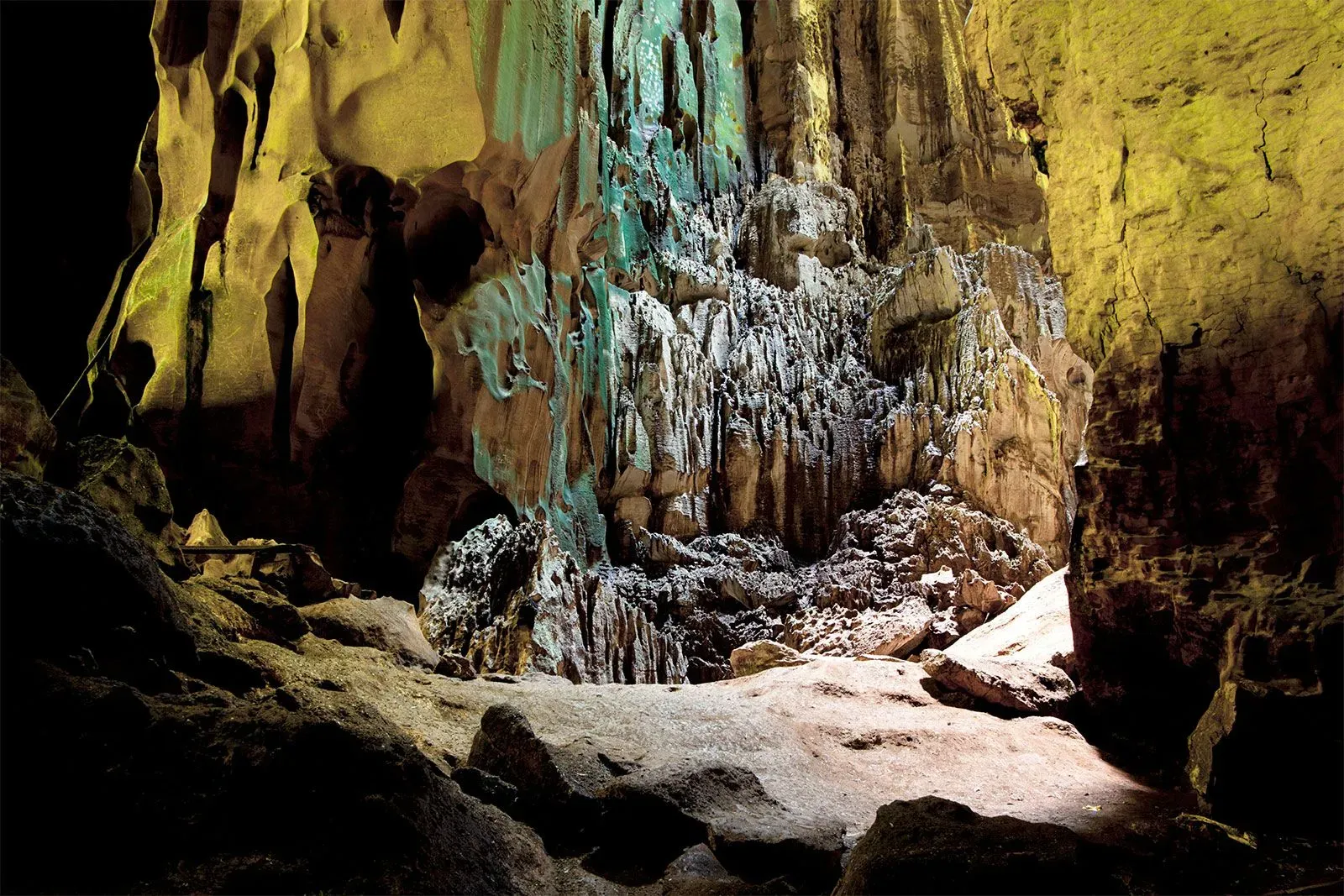 Interior of Niah Caves Malaysia showing stalactites and stalagmites