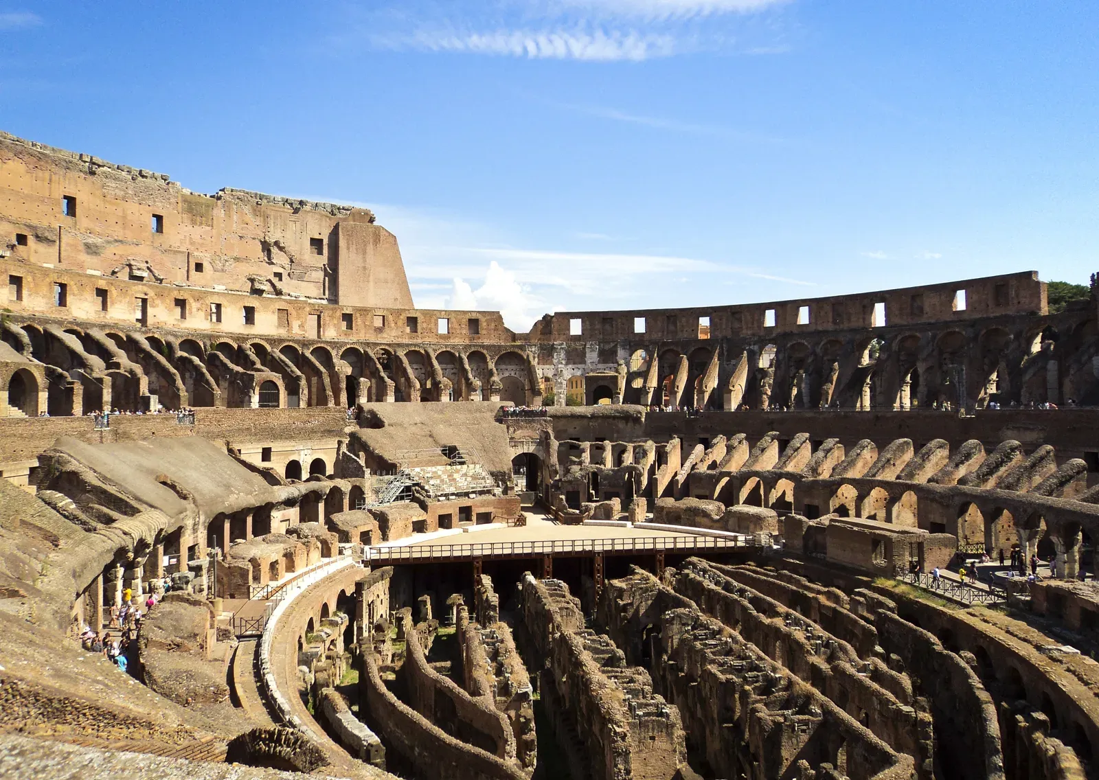 Interior view of the Colosseum showing the hypogeum tunnels