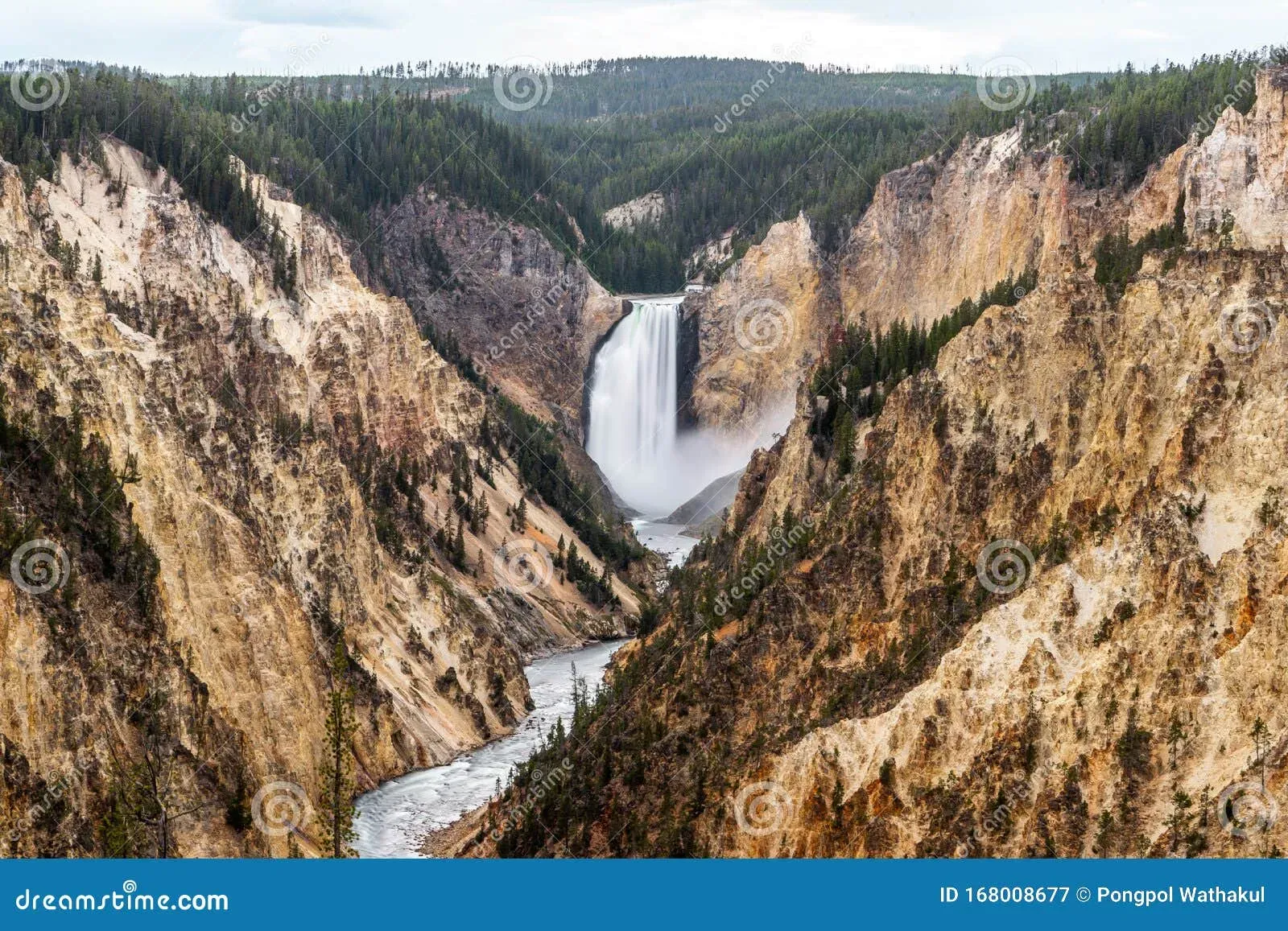 Lower Falls cascading through the Grand Canyon of the Yellowstone