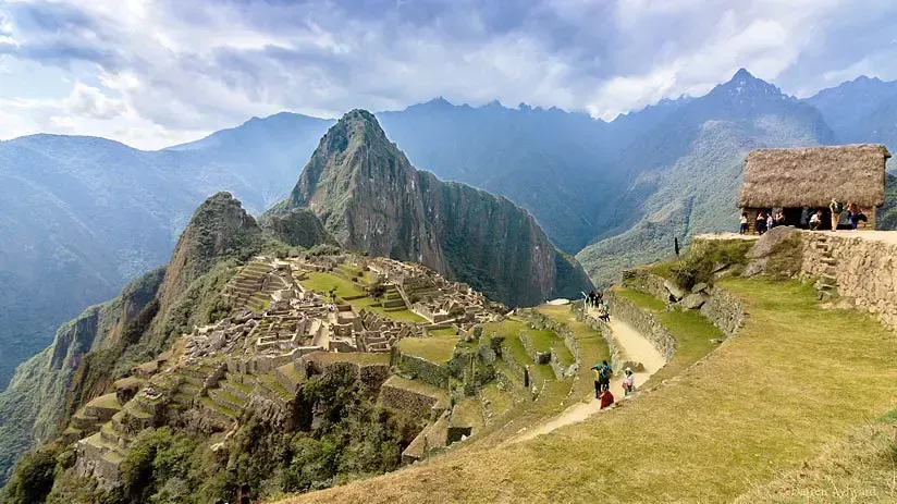 Steep descent path through dense jungle terrain