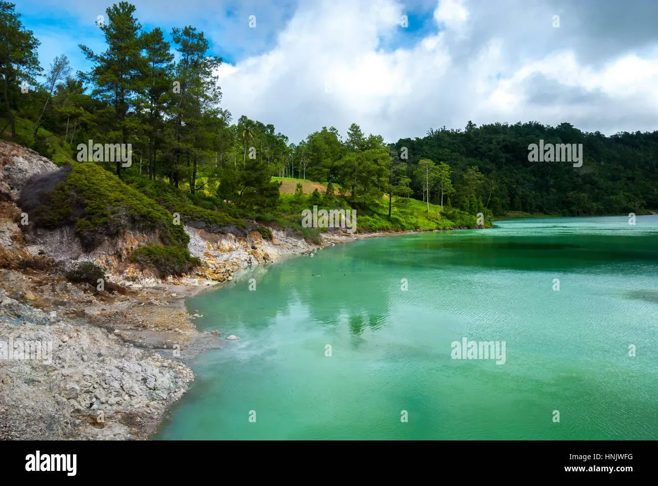 Scenic view of Lake Linow with turquoise water in Lahendong, South Tomohon