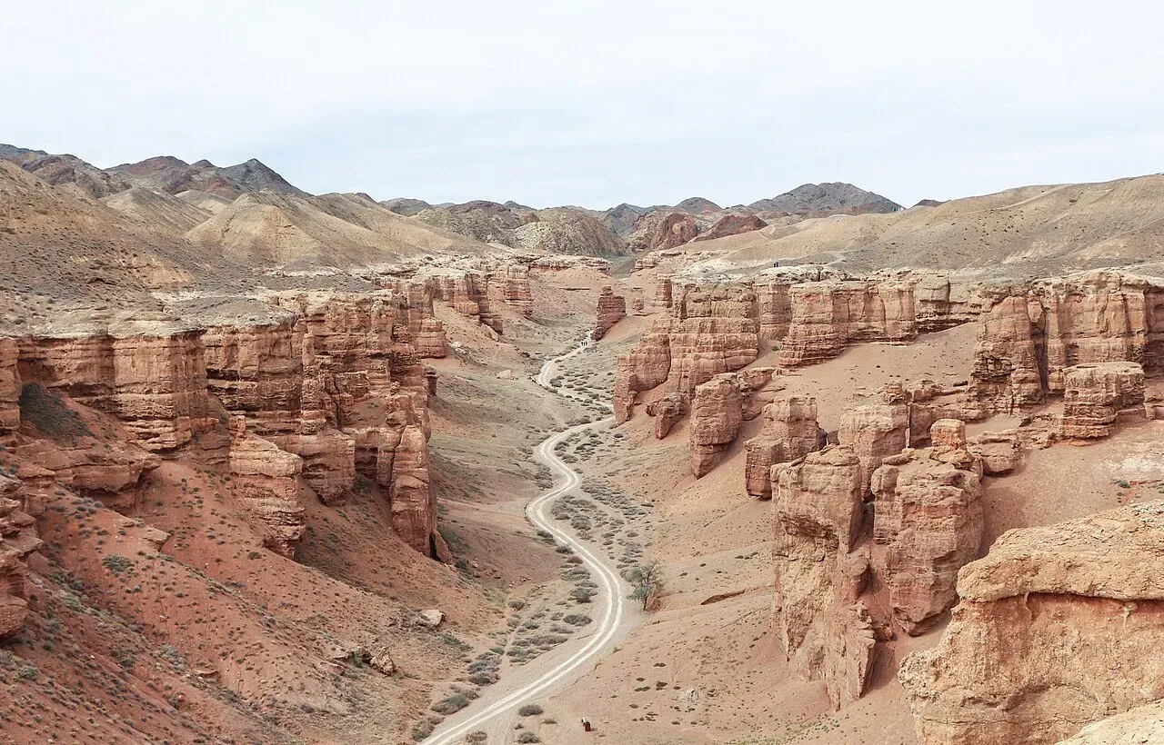 Panoramic view of Charyn Canyon Kazakhstan gorge and valley