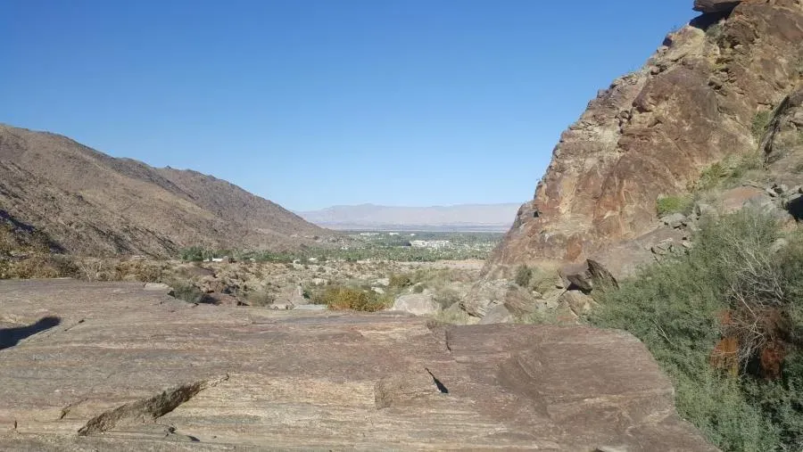 Lookout Rock in Tahquitz Canyon offering panoramic views of the Coachella Valley and Palm Springs