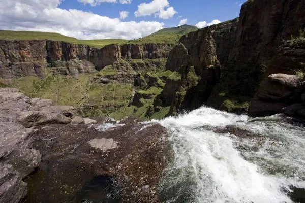 Maletsunyane Falls Lesotho and the opposite canyon wall revealing the sheer geology of the gorge