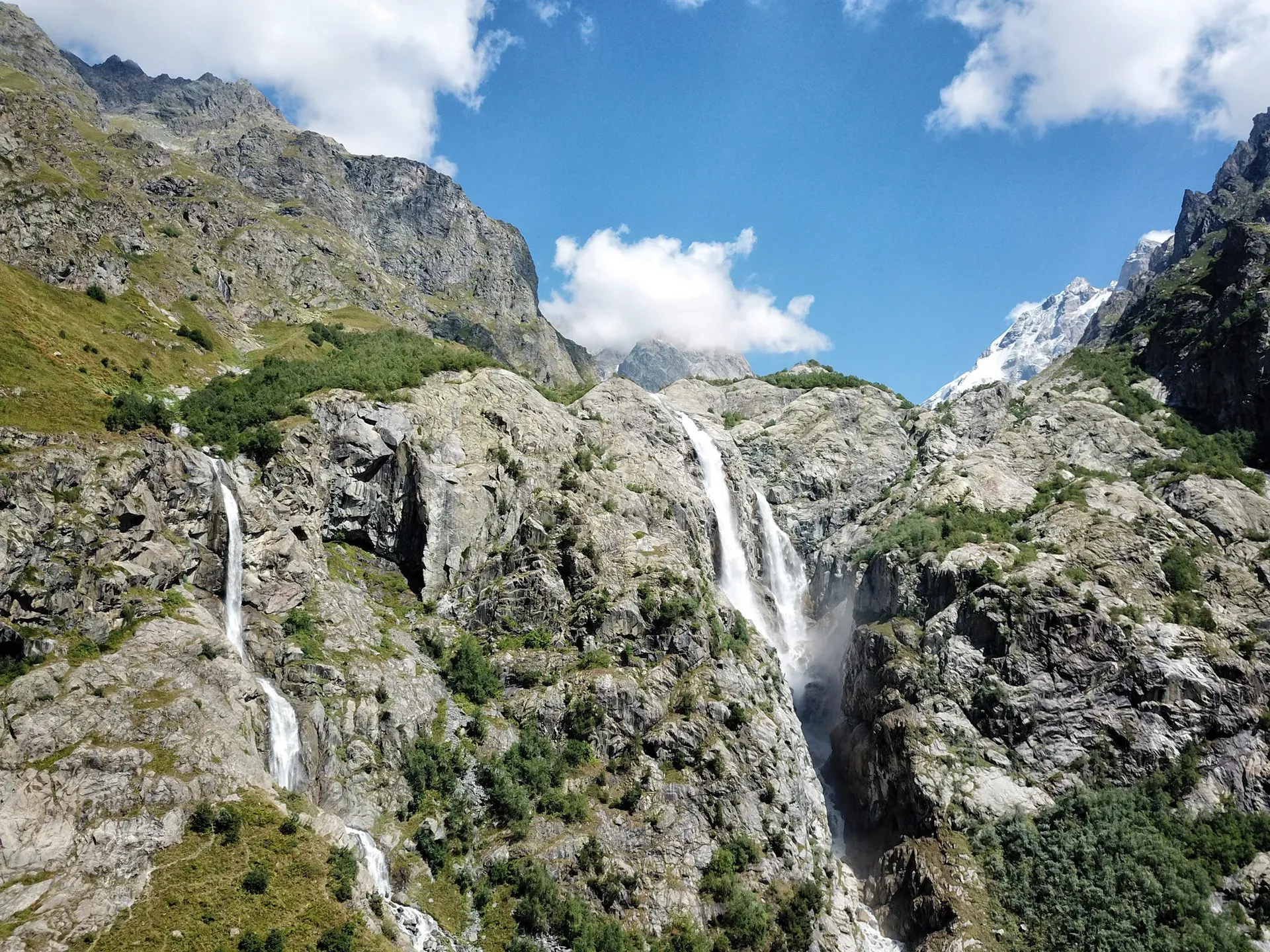 Panoramic landscape of Shdugra Waterfall