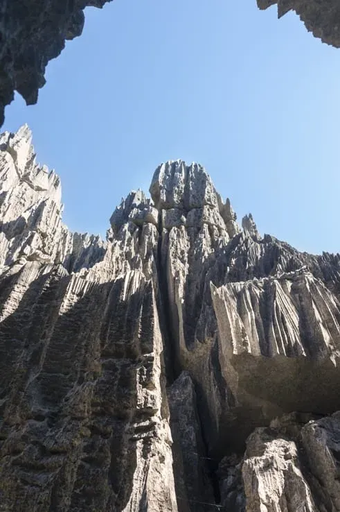 Towering limestone cathedral formation in the Great Tsingy of Tsingy de Bemaraha Madagascar
