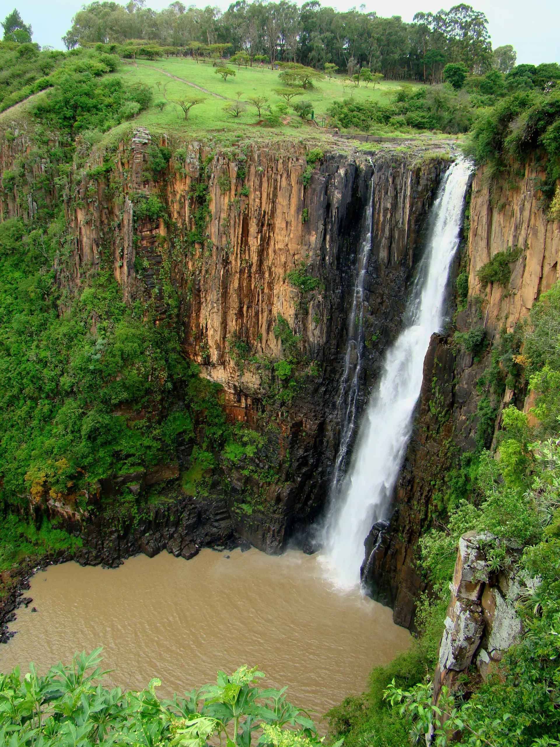 Howick Falls South Africa plunging 95 metres down a steep rocky cliff into the Umgeni River pool below