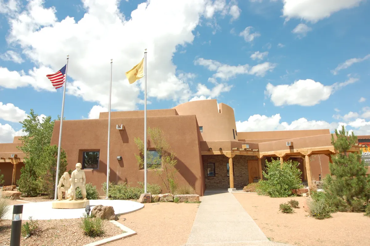Indian Pueblo Cultural Center Albuquerque exterior with traditional Pueblo adobe architecture