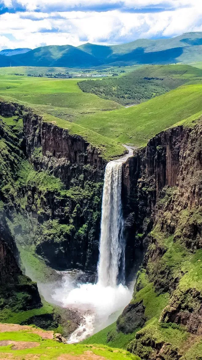 Maletsunyane Falls Lesotho plunging 192 metres into a deep rocky gorge at Semonkong in the Lesotho highlands