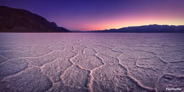 Hexagonal salt patterns at Badwater Basin, Death Valley California