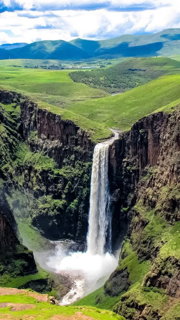 Maletsunyane Falls Lesotho plunging 192 metres into a deep rocky gorge at Semonkong in the Lesotho highlands